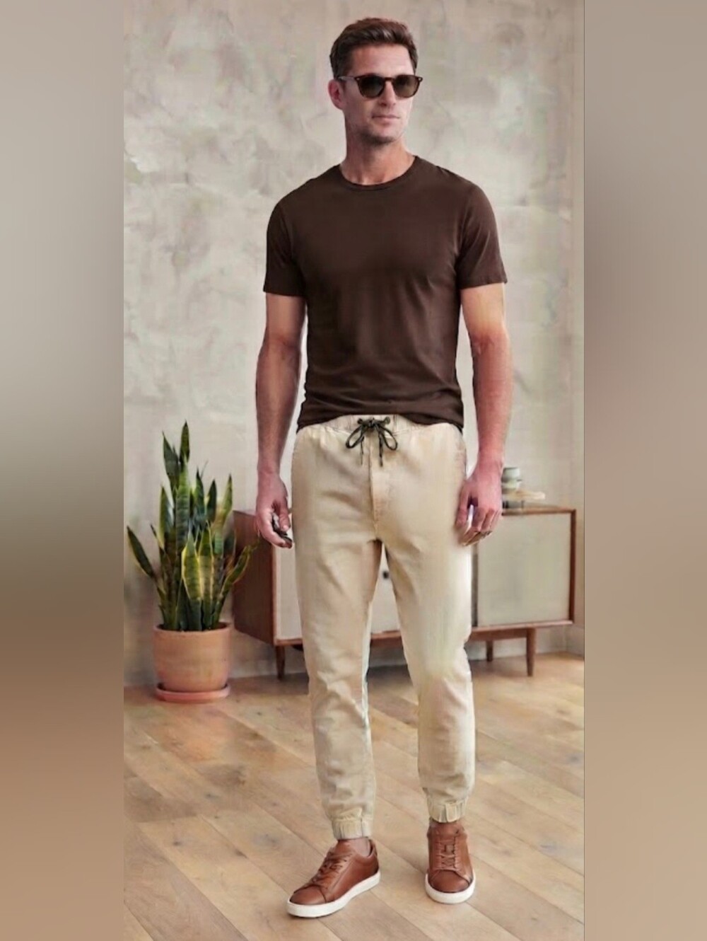 American Eagle Extreme Flex Jogger Pants Men's  Tan Drawstring Waistband Small